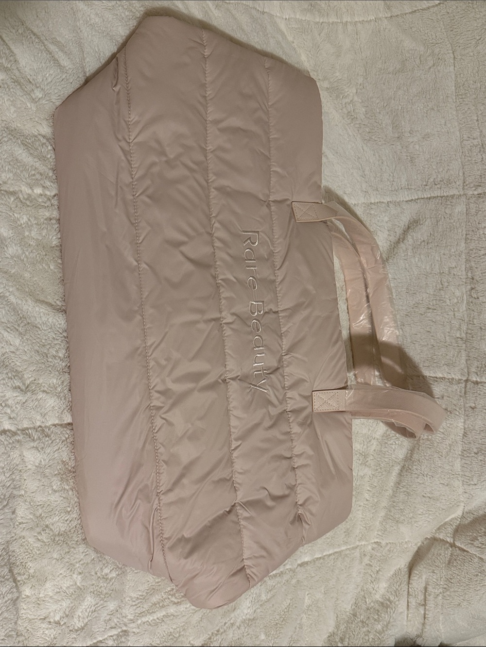 Rare Beauty Dusty Blush Puffy Travel Tote